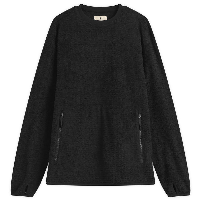Sweatshirt Snow Peak Thermo Control Fleece Crewneck Pullover with Zippered Pockets Svart | SW-25AU0050-BLK