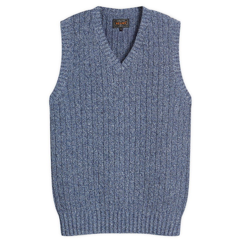 Sweater BEAMS Beams Plus Cable Vest, Size Large Blå | 3805-0053-156-79