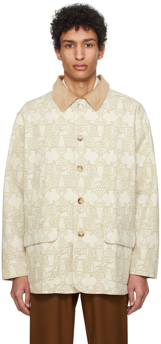 Parkas Drôle de Monsieur Patterned Button-Up Jacket Beige | D-JT163-CO120-EC