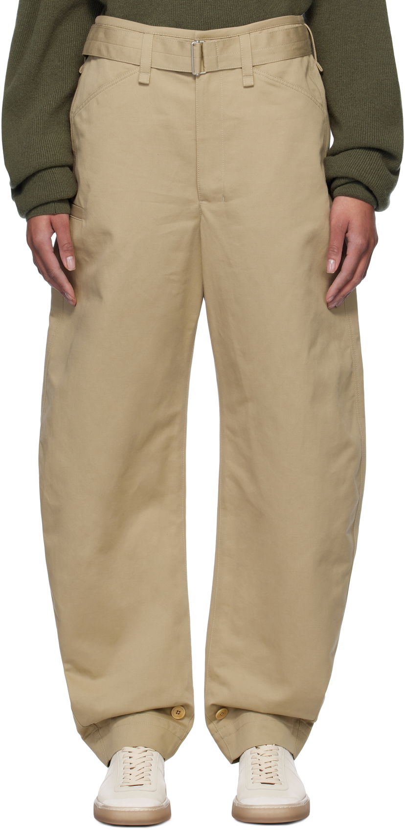 Cargo byxor LEMAIRE Lemaire Belted Tapered Trousers Beige | PA1159 LF1309