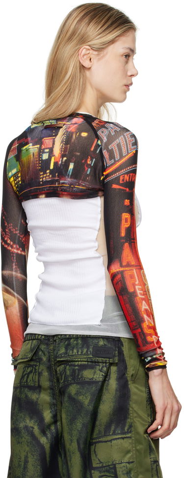 Linne Jean Paul Gaultier Jean Paul Gaultier 'The Pigalle' Printed Mesh Sleeves Vit | 24/30-F-TO207-T552-00301550, 2
