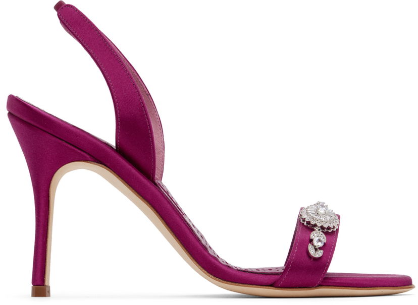 Skovård Manolo Blahnik Manolo Blahnik Lamisan Satin Heeled Sandals Purpur | 324-2954