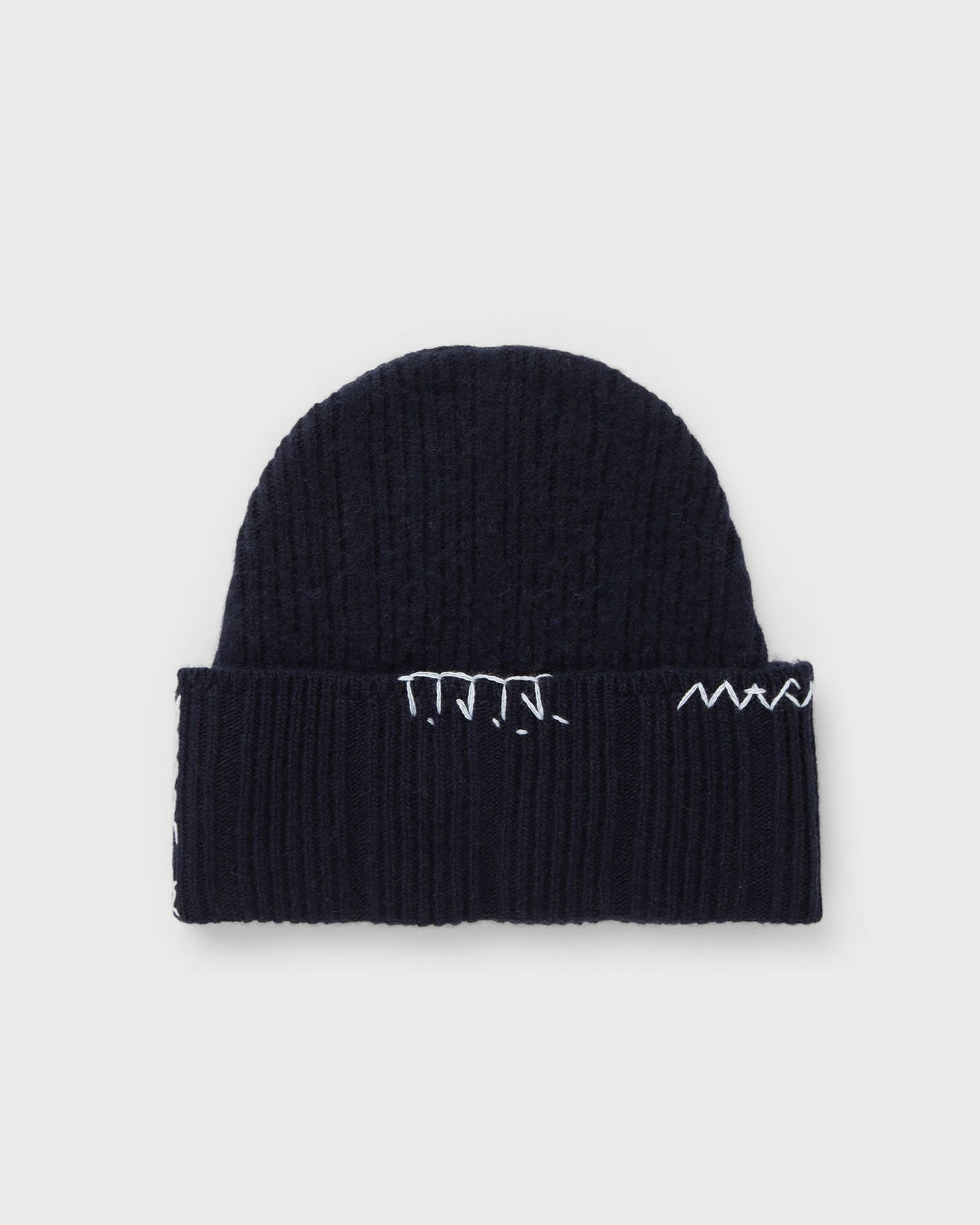 Mössa Marni Ribbed Knit Beanie with Contrast Stitching Mörkblå | CLZC0170Q0-00B90, 1