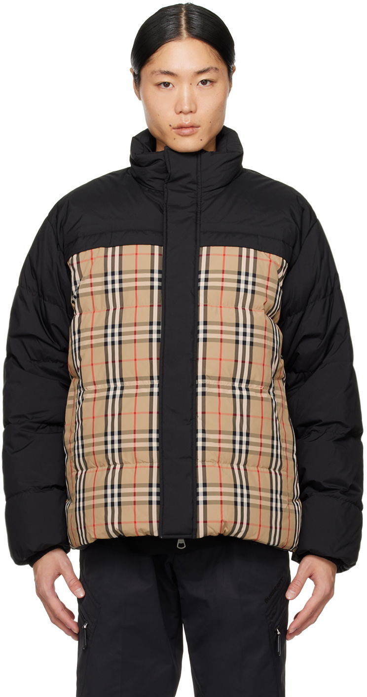 Jacka Burberry Vintage Check Reversible Down Jacket Svart | 8079296