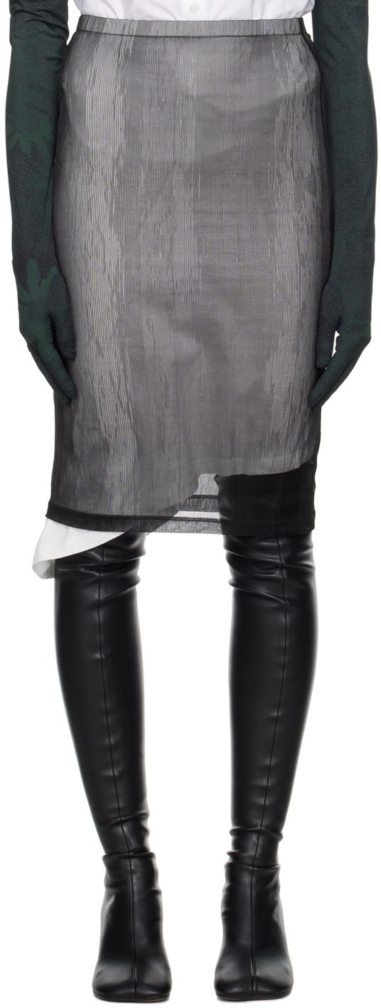Kjol Maison Margiela MM6 Ribbed Midi Skirt Svart | S52MC0006 STJ403