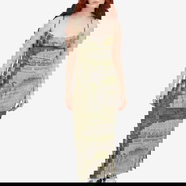 Klä Miaou Miaou Thais Midi Dress Emblem Print Beige | 5019PM1EMB, 2