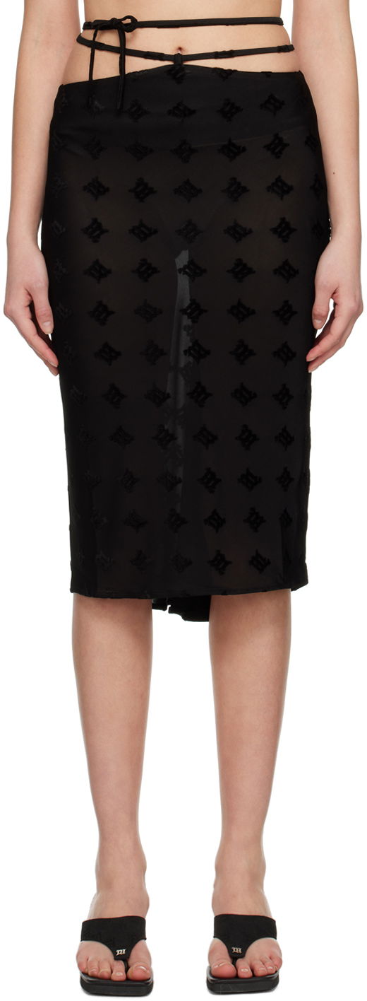 Kjol MISBHV Strappy Monogram Print Midi Skirt Svart | 3022W857