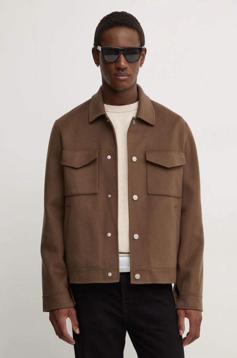 Jacka Nanushka Oversized Wool Shirt Jacket Brun | NM24FWJK02578