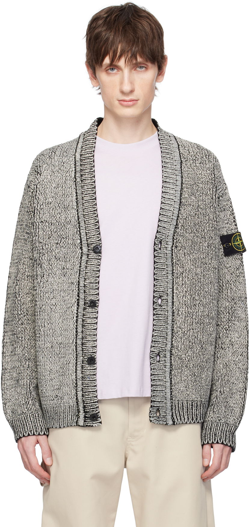 Sweater Stone Island Stone Island Cotton Chenille Cardigan Grå | K1S15 5100047 S00Z1
