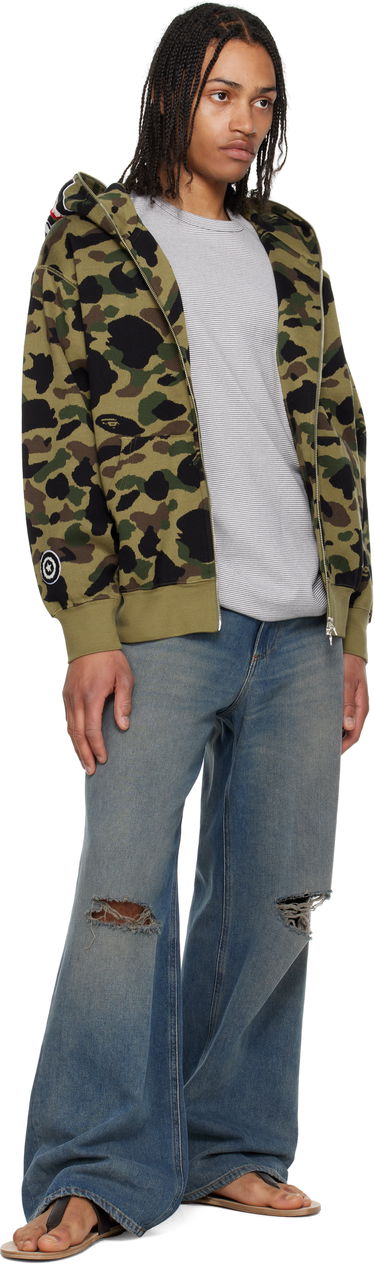 Sweatshirt BAPE A Bathing Ape 1st Camo Jacquard Shark Full Zip Hoodie Grön | 001ZPL301304M, 3