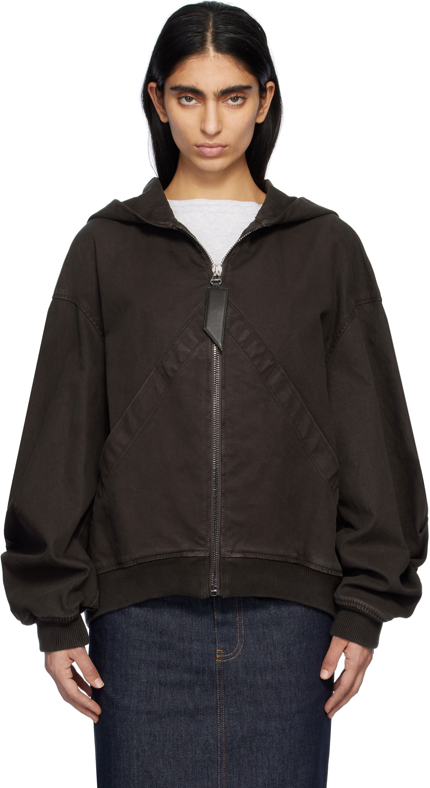 Sweatshirt The Attico Attico Hooded Bomber Jacket Brun | 250WCB00066 DDC093AA, 0