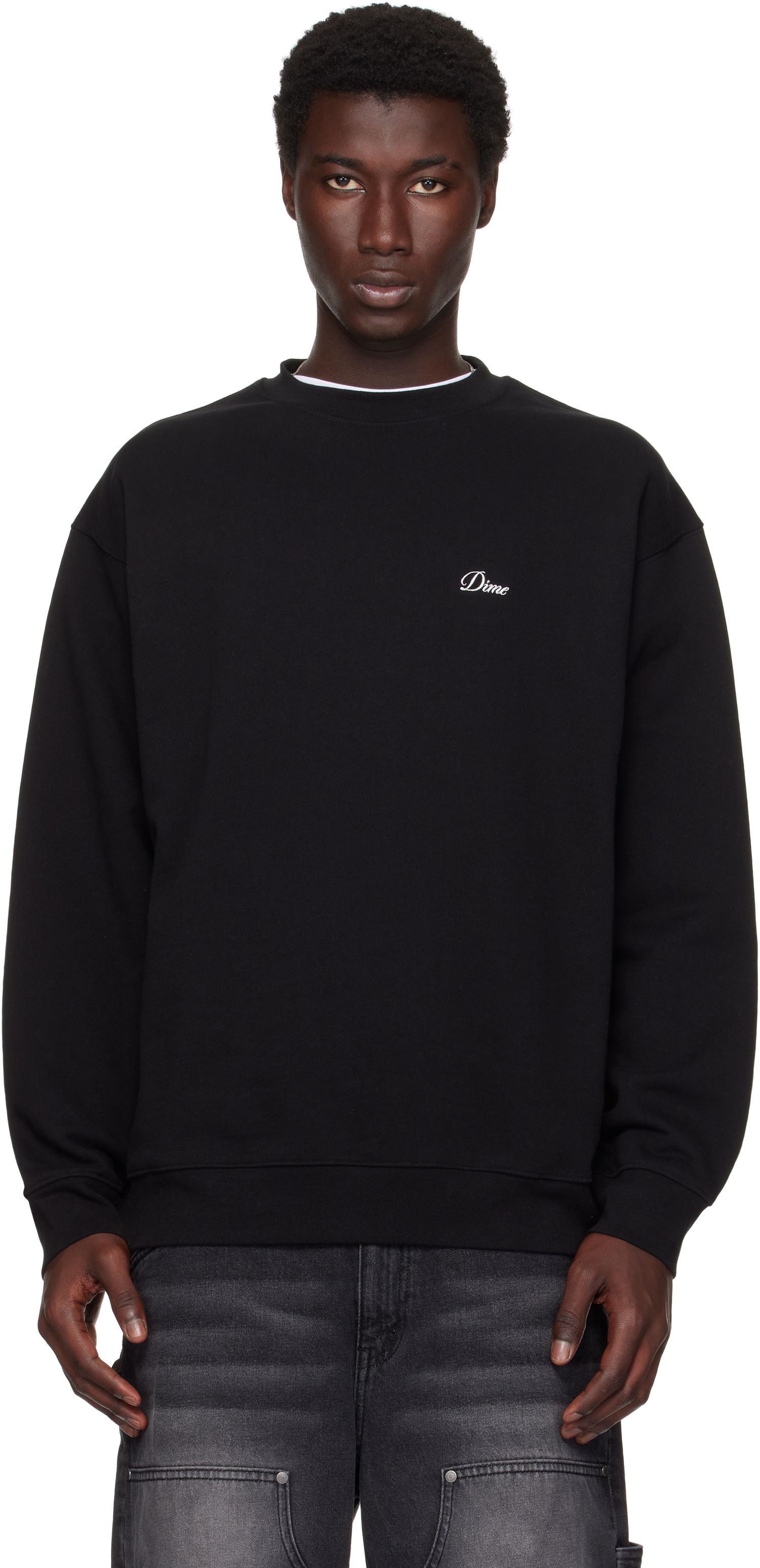 Sweatshirt Dime Dime Cursive Small Logo Crewneck Sweatshirt Svart | DIMESU2538BLK, 0