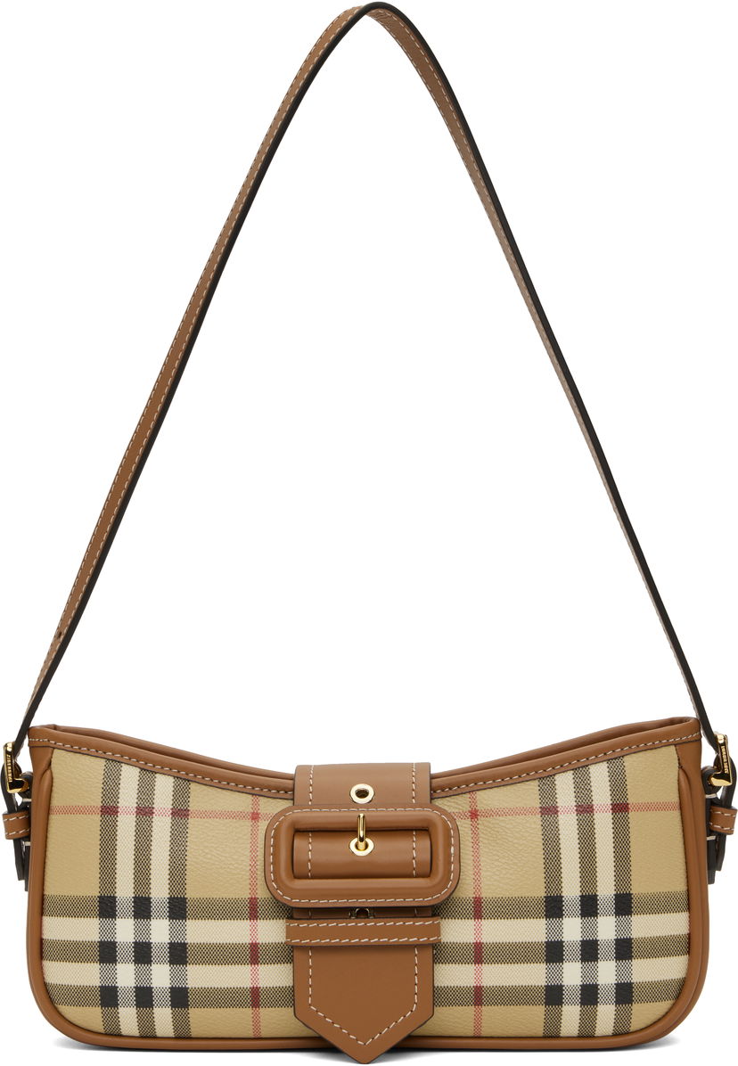 Axelväska Burberry Check Pattern Shoulder Bag Beige | 8092074