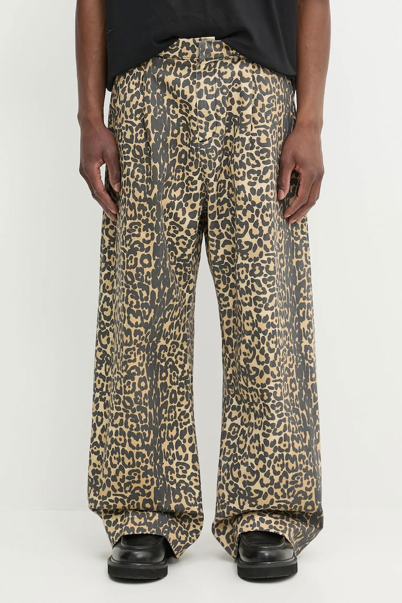 Byxor och jeans Rhude RHUDE Leopard Drop-Crotch Pants Beige | RHSS25PA05012