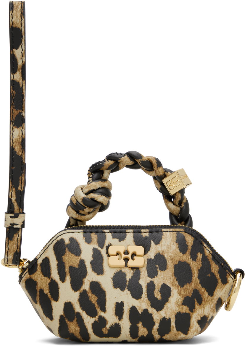 Handväska GANNI GANNI Nano Bou Leopard Print Bag Beige | A6549