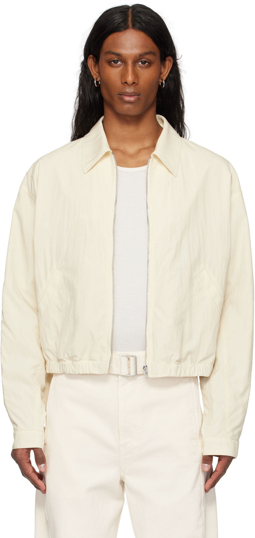 Jacka LEMAIRE Lemaire Zipped Cropped Jacket Vit | OW1124 LF1370