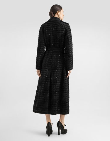 Rockar Dolce & Gabbana Dolce & Gabbana Tweed Coat with Micro-Sequin Embellishment Svart | F0W3FTHUMKNN0000, 2