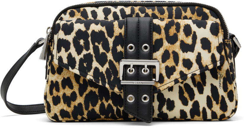 Axelväska GANNI GANNI Bucky Leopard Print Nylon Camera Bag Flerfärgad | A6535