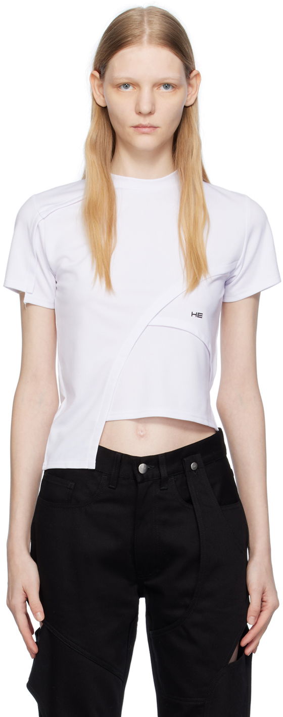 T-shirt HELIOT EMIL Deconstructed Crop T-Shirt Vit | HE_W_09_024_C01_WHT02