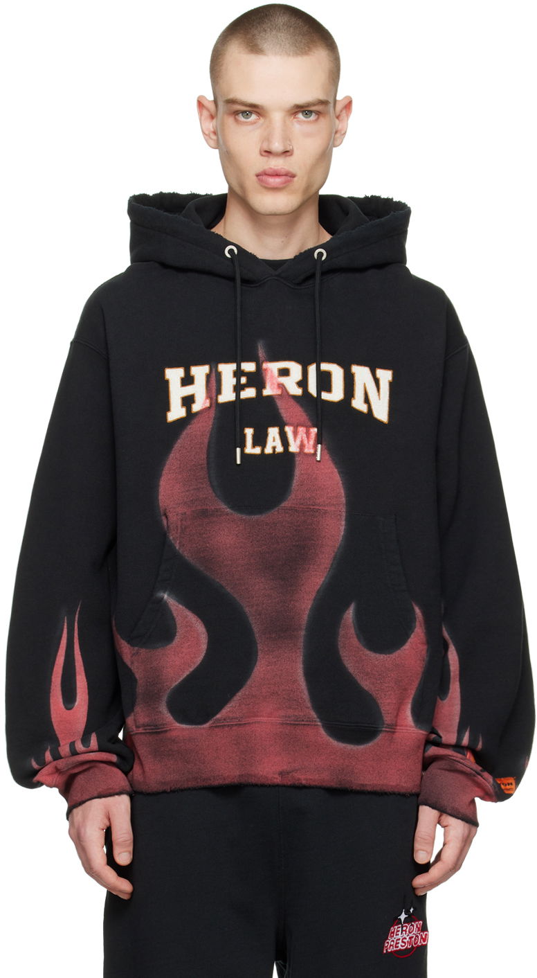 Sweatshirt HERON PRESTON Heron Preston Men's Flames Graphic Hoodie Svart | HMBB024S23JER0061025