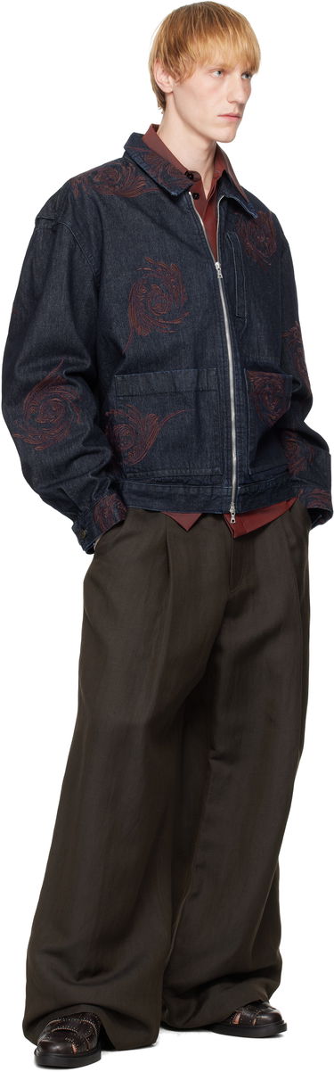 Jacka Dries Van Noten Dries Van Noten Embroidered Pattern Denim Jacket Blå | 251-080505-1554, 3