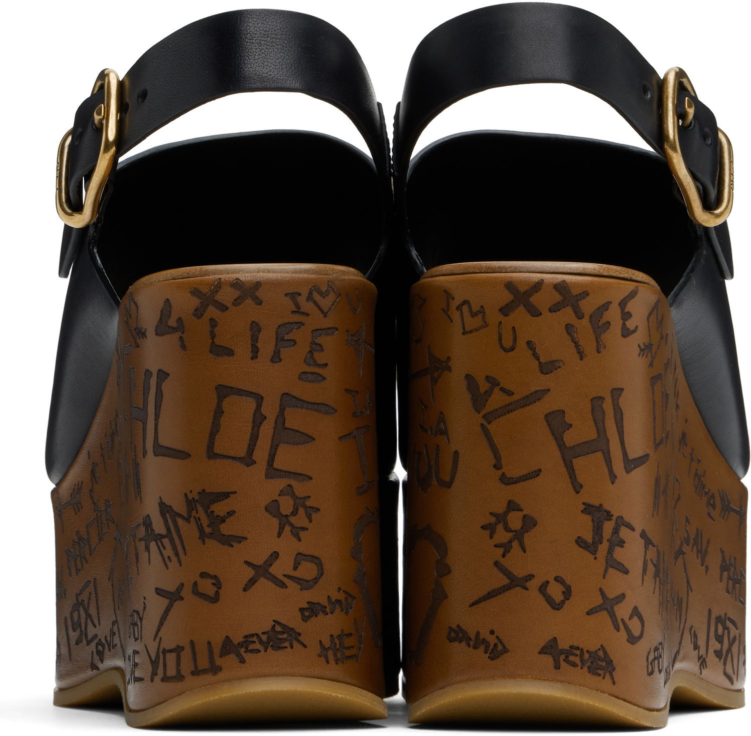 Skovård CHLOÉ Chloé Maxime Wedge Sandals Svart | CHC25U10GLU, 1