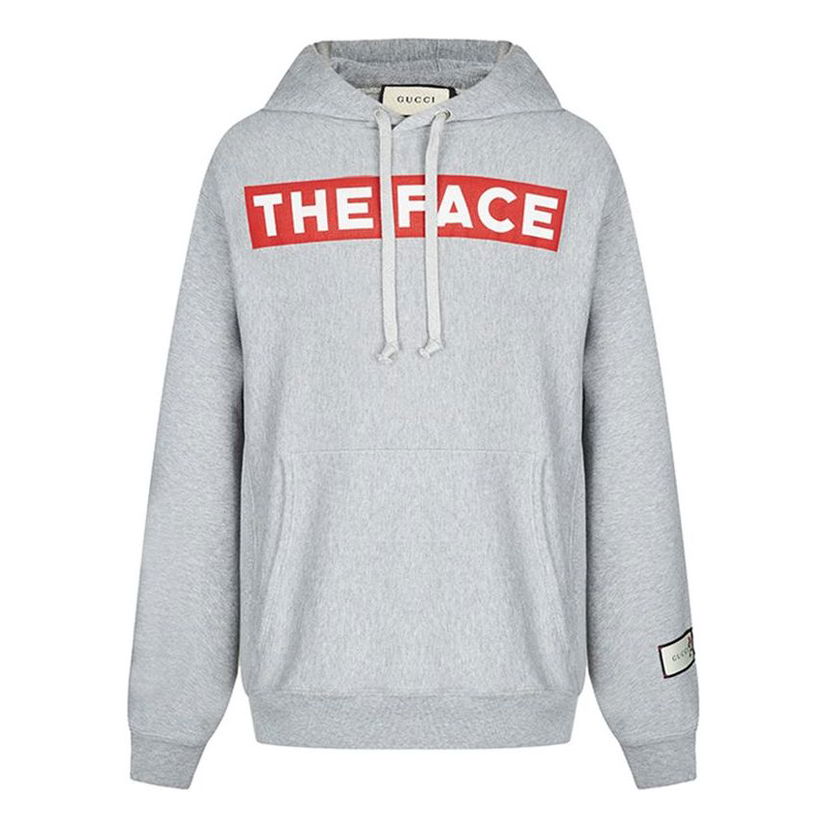 Sweatshirt Gucci The Face Print Hoodie Grå | 560502-XJBB2-1130