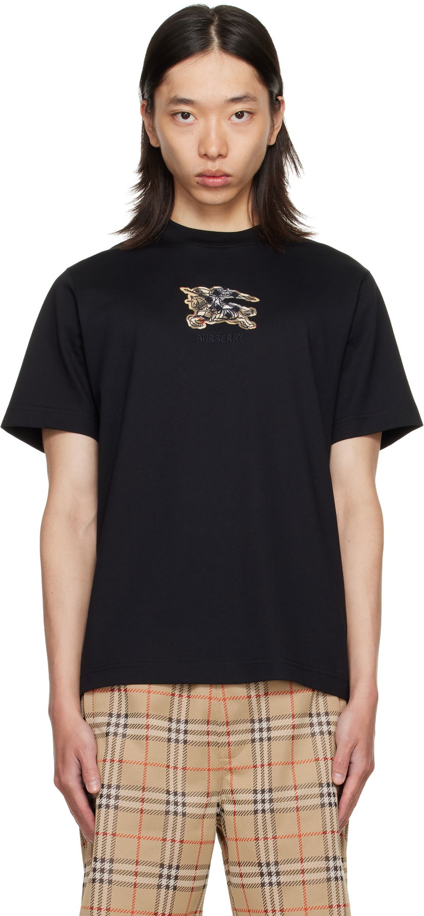 T-shirt Burberry Burberry EKD Check Cotton T-Shirt Svart | 8116169