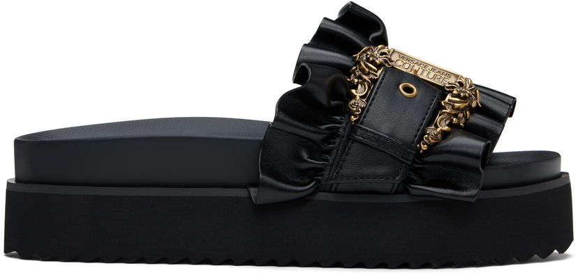 Tillbehör Versace Versace Jeans Couture Baroque Buckle Platform Sandals Svart | E78VA3SM5_E71570