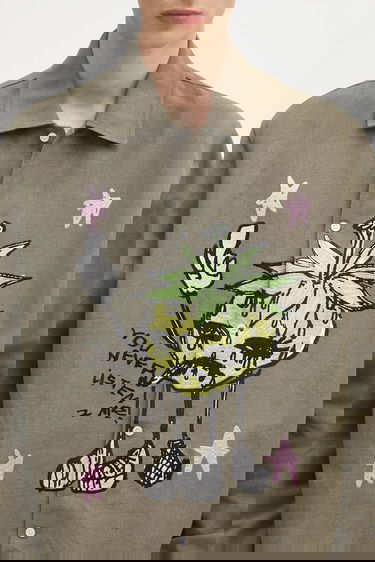 Skjorta Sky High Farm Sky High Farm Strawbabies Relaxed Linen Shirt Grön | SHF07B002, 3