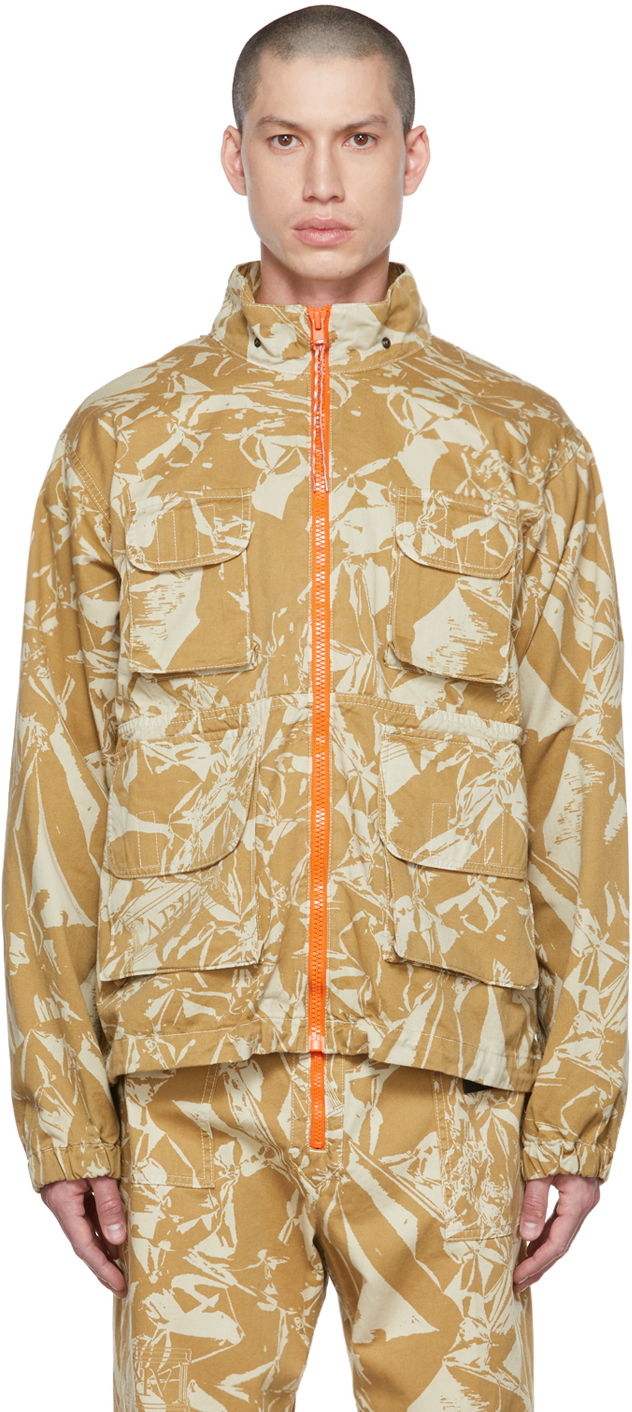 Jacka Aries Aries Crinkle Camo Cargo Jacket Beige | FTAR71303