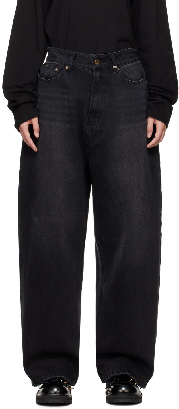 Jeans We11done We11done Washed Loose-Fit Jeans Svart | WD-DP2-24-349-W-BK