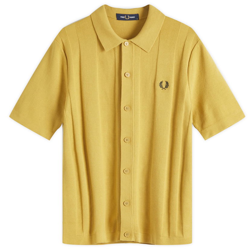 Skjorta Fred Perry Fred Perry Knitted Short Sleeve Button Shirt Gul | K9727-X18
