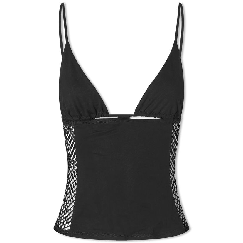 Linne Miaou Miaou Ellie Mesh Panel Vest Top, Size Large Svart | 7113JRBBLK