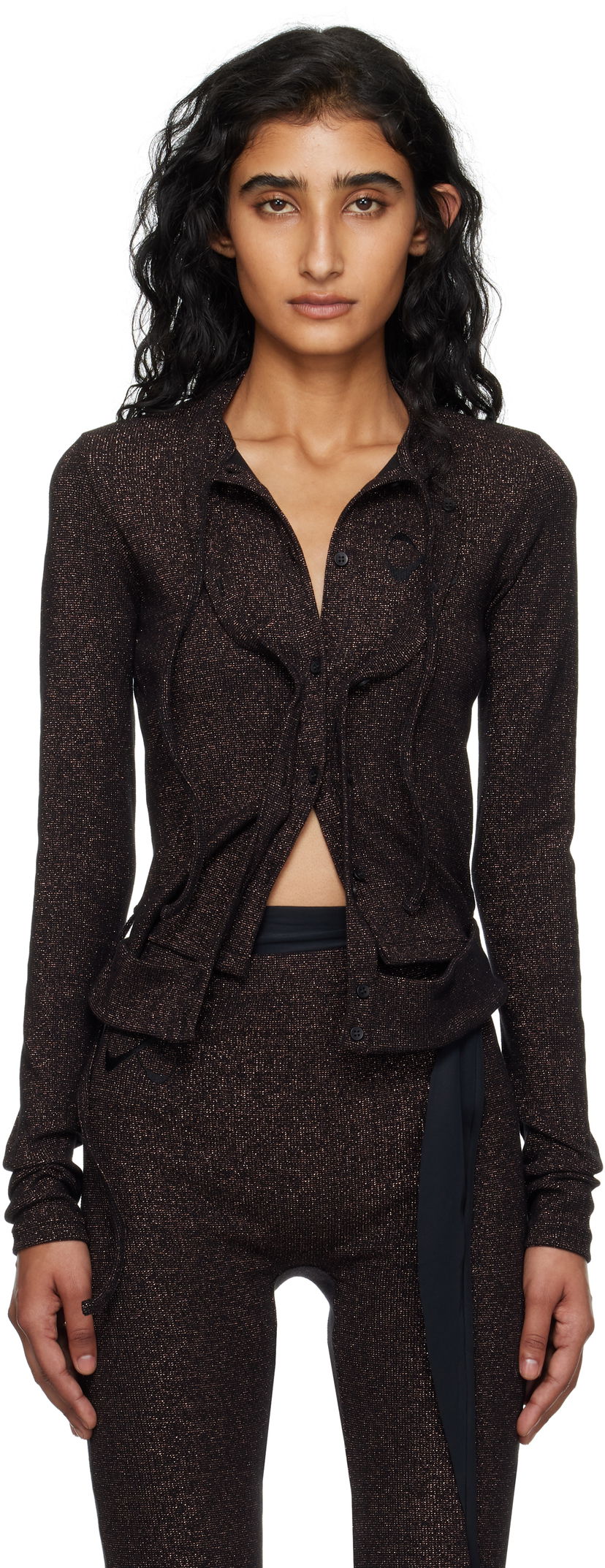 Sweater Ottolinger Ottolinger Double Closure Rib Knit Cardigan Svart | 104-600204-03