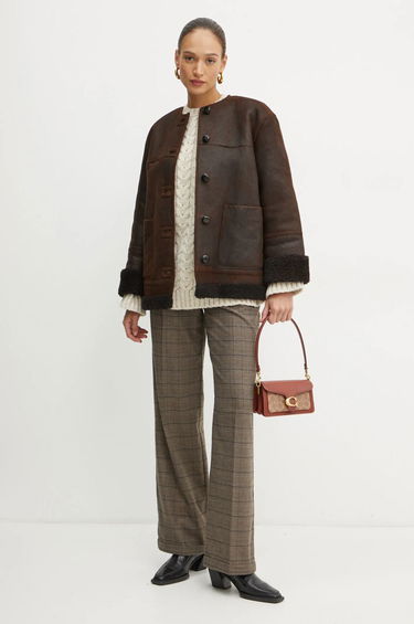 Handväska Coach Brown Leather Shoulder Bag with Removable Strap Brun | CY200, 5