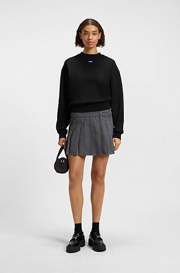 Sweater BOSS Terry Sweatshirt with Logo Badge Svart | 50534344, 1