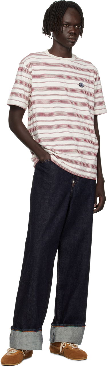 T-shirt KENZO Kenzo Paris 'Boke Flower' Embroidered Striped T-Shirt Vit | FF65TS2534SC, 3