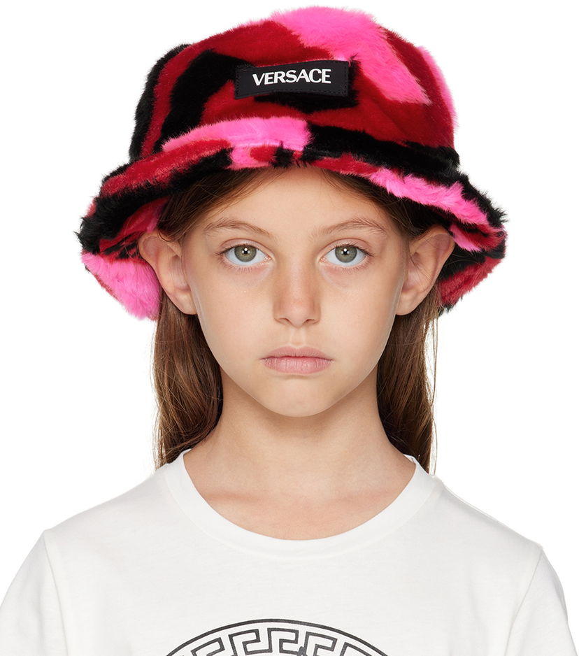 Hatt Versace Kids 'La Greca' Faux Fur Bucket Hat Flerfärgad | 1001932_1A05277