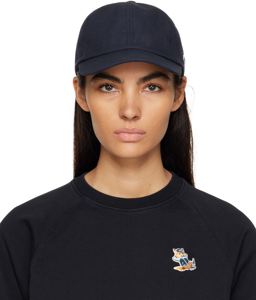Keps MAISON KITSUNÉ Tricolor Fox Cap Svart | HU06100WW0007