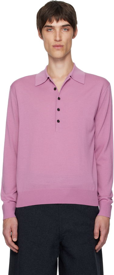 Polotröja Dries Van Noten Dries Van Noten Long Sleeve Merino Wool Polo Rosa | 252-021201-2700, 0