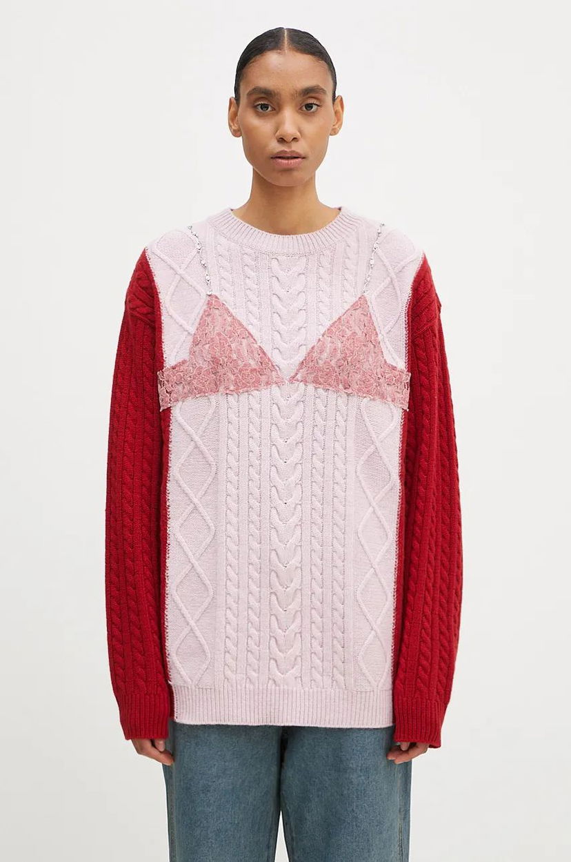 Sweater Andersson Bell Lace Lingerie Boyfriend-Fit Knit Sweater Rosa | atb1183w