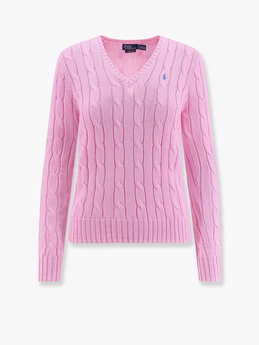 Sweater Polo by Ralph Lauren Pink Cable Knit V-Neck Sweater Rosa | 211891641004