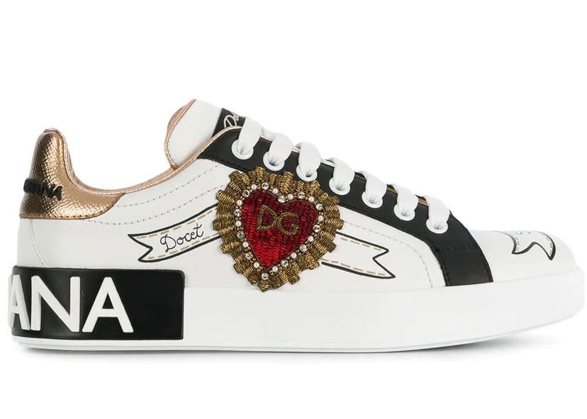 Sneakers och skor Dolce & Gabbana Portofino Embroidered White Heart (W) Vit | CK1544AZ138HWT77