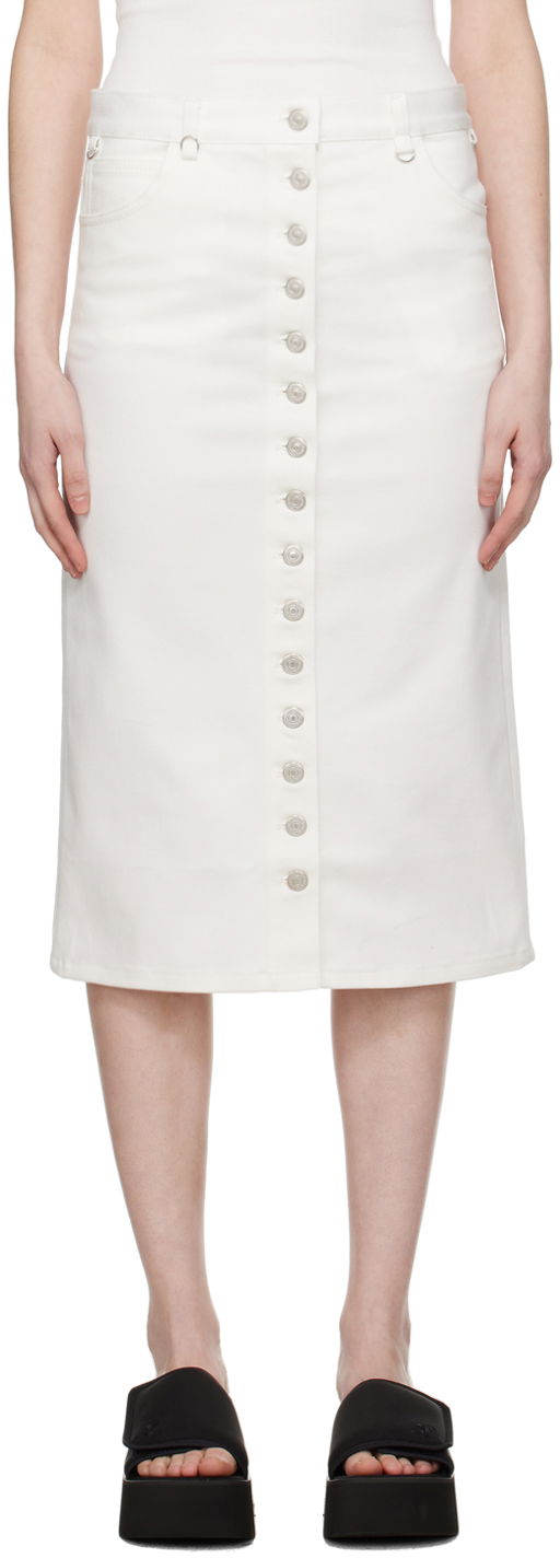 Kjol Courrèges Courrèges Multiflex Denim Button-Front Skirt Vit | 124DJU155DE0022