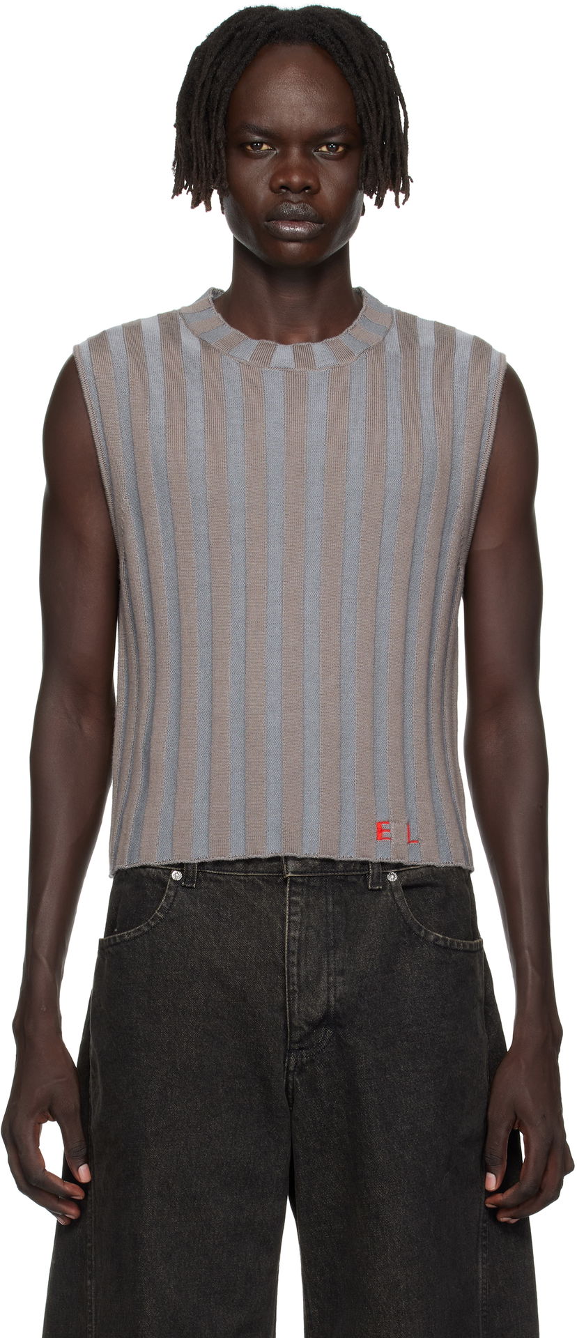Sweater Eckhaus Latta Eckhaus Latta Ribbed Knit Vest Grå | 8025-EL-PF25-H