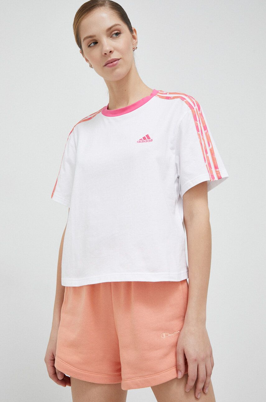 Crop top adidas Originals Essentials 3-Stripes Single Jersey Crop Top Vit | IC9882, 0