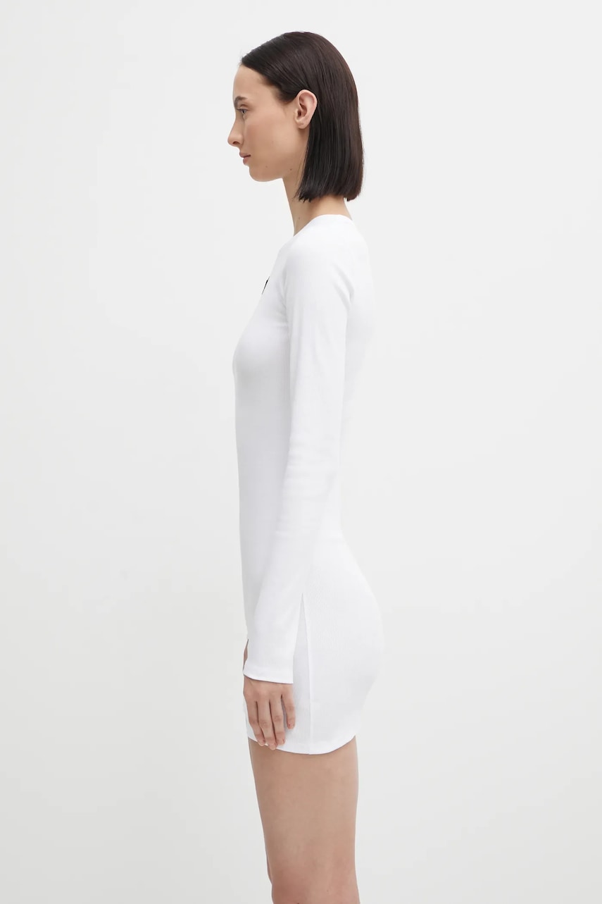 Klä Marine Serre Marine Serre Moon Logo Ribbed Jersey Mini Dress Vit | WDR267ACJER0011, 1