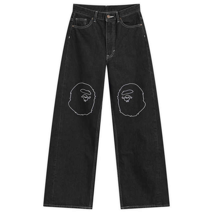 Jeans BAPE Ape Head Oversized Jeans Svart | 001DPK802005L-BLK