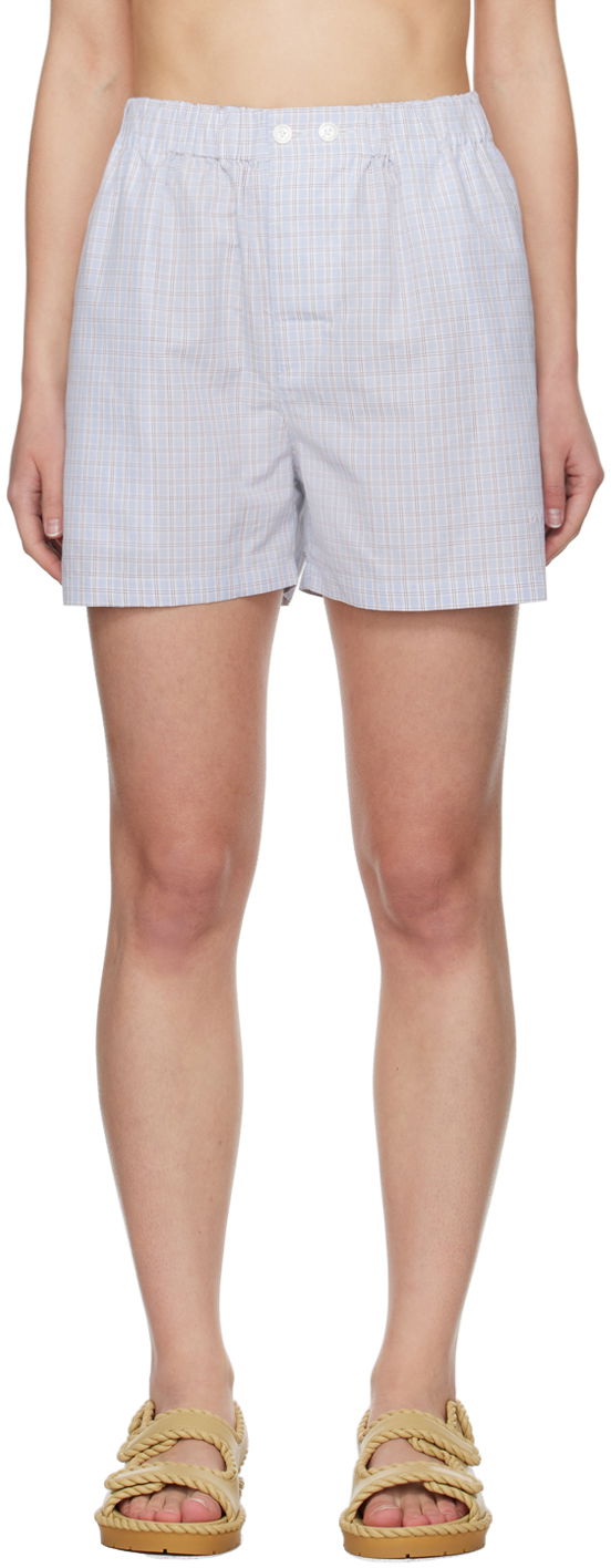 Shorts Bottega Veneta Checked Shorts Blå | 770254 V3ZB0, 0